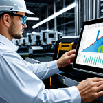 빅데이터 기술자의 데이터 수명 주기 관리 - **Data-Driven Manufacturing Optimization:** A modern factory floor, fully automated, with data visua...