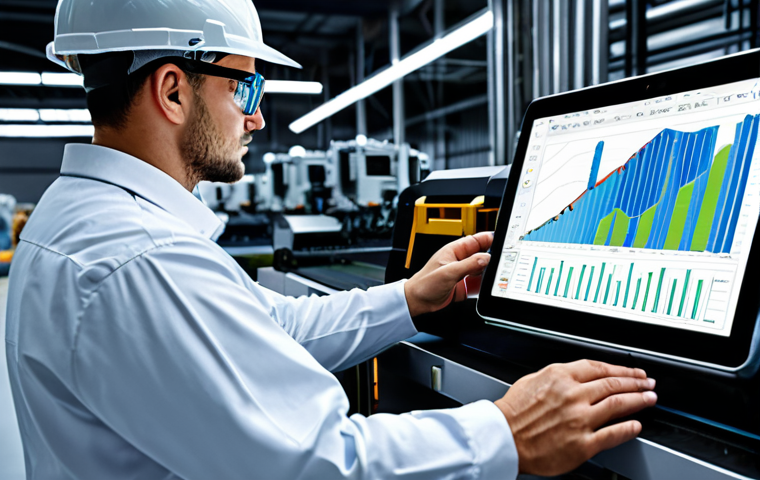 빅데이터 기술자의 데이터 수명 주기 관리 - **Data-Driven Manufacturing Optimization:** A modern factory floor, fully automated, with data visua...
