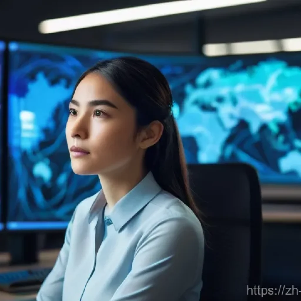 빅데이터 기술자의 고객 데이터 분석 방법 - **Prompt:** A highly detailed, cinematic image of a focused big data engineer, a woman in her late 2...
