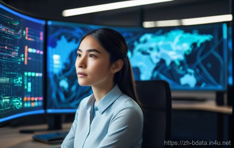 빅데이터 기술자의 고객 데이터 분석 방법 - **Prompt:** A highly detailed, cinematic image of a focused big data engineer, a woman in her late 2...