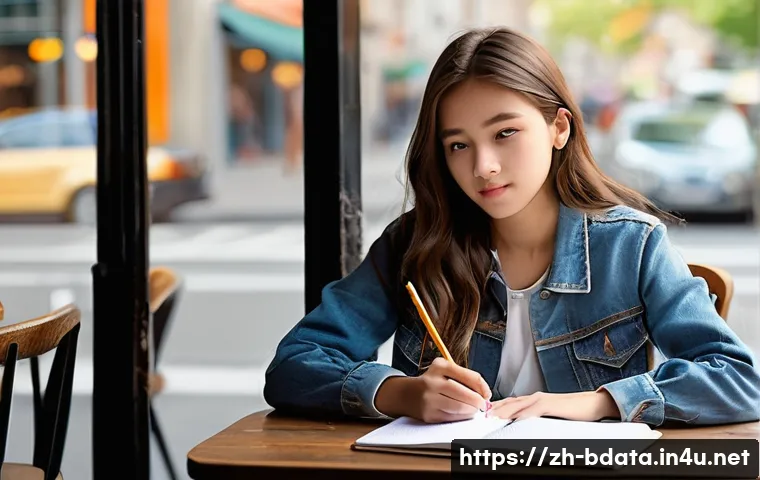 빅데이터 실무에서 발생할 수 있는 문제점 - **Prompt:** "A teenage girl (15 years old) with long, flowing brown hair sits at a cafe table, sketc...
