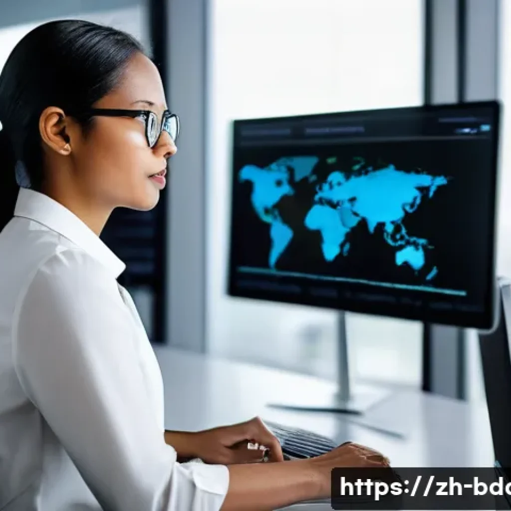빅데이터 프로젝트 리더로 성장하기 - A professional and determined female Big Data Project Manager in her late 30s, wearing smart busines...