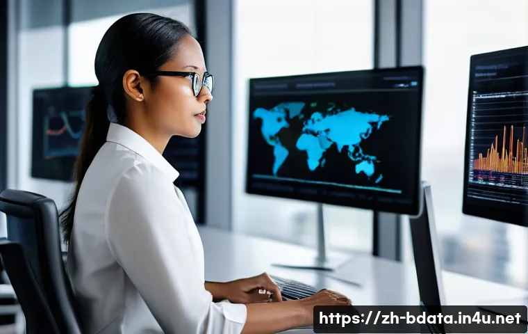 빅데이터 프로젝트 리더로 성장하기 - A professional and determined female Big Data Project Manager in her late 30s, wearing smart busines...