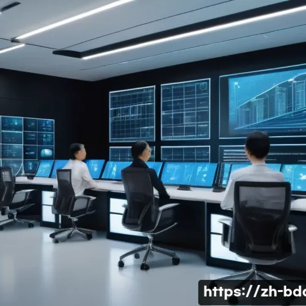 빅데이터 기술자에게 필요한 소프트웨어 공학 개념 - A modern data center control room featuring a diverse team of Chinese professionals collaborating ar...