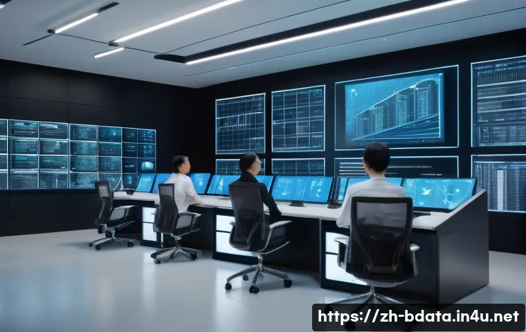 빅데이터 기술자에게 필요한 소프트웨어 공학 개념 - A modern data center control room featuring a diverse team of Chinese professionals collaborating ar...