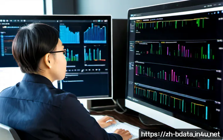 빅데이터 기술자의 기술 트렌드 파악 방법 - Photorealistic scene of a Chinese big data engineer in a modern Shanghai technology office, studying...
